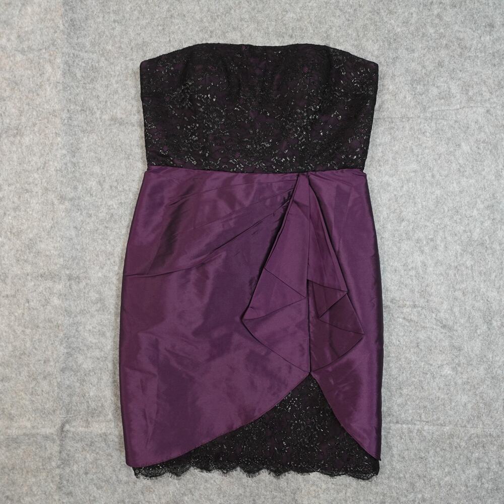 Aidan Mattox Dress Womens 10 Strapless Mini Cocktail Dark Fairy Whimsigoth Black